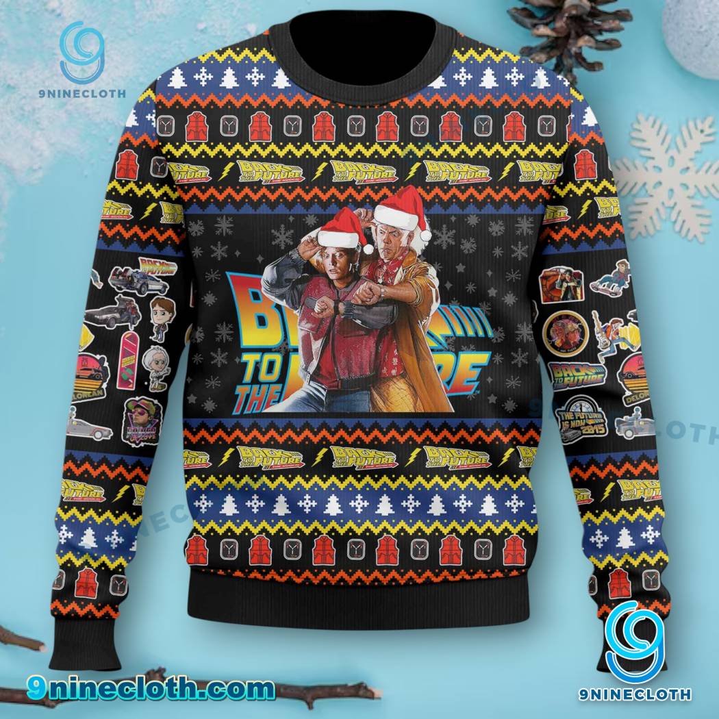 Back To The Future 40th Anniversary 1885-2025 Ugly Christmas Sweater-a 6rOUG1c