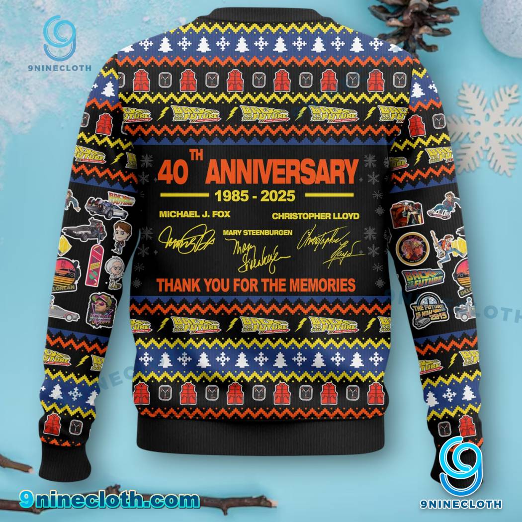 Back To The Future 40th Anniversary 1885-2025 Ugly Christmas Sweater-b DTNrsYP