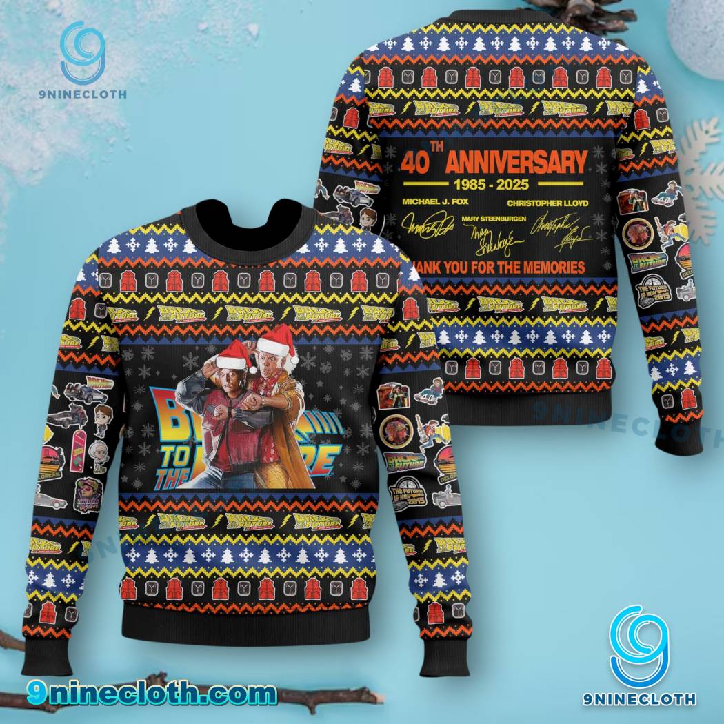 Back To The Future 40th Anniversary 1885-2025 Ugly Christmas Sweater TBF4mz5