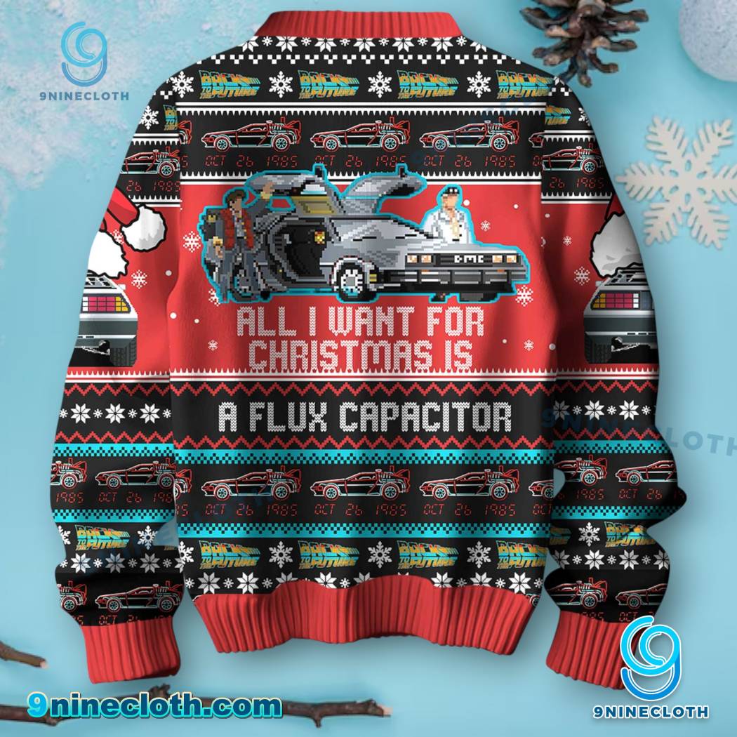 Back To The Future All I Want For Christmas Is A Flux Capacitor Ugly Christmas Sweater-b HKqeWXo