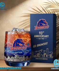 Boise State Broncos 93rd Anniversary 1933-2026 Whiskey Glass v2lZHn0