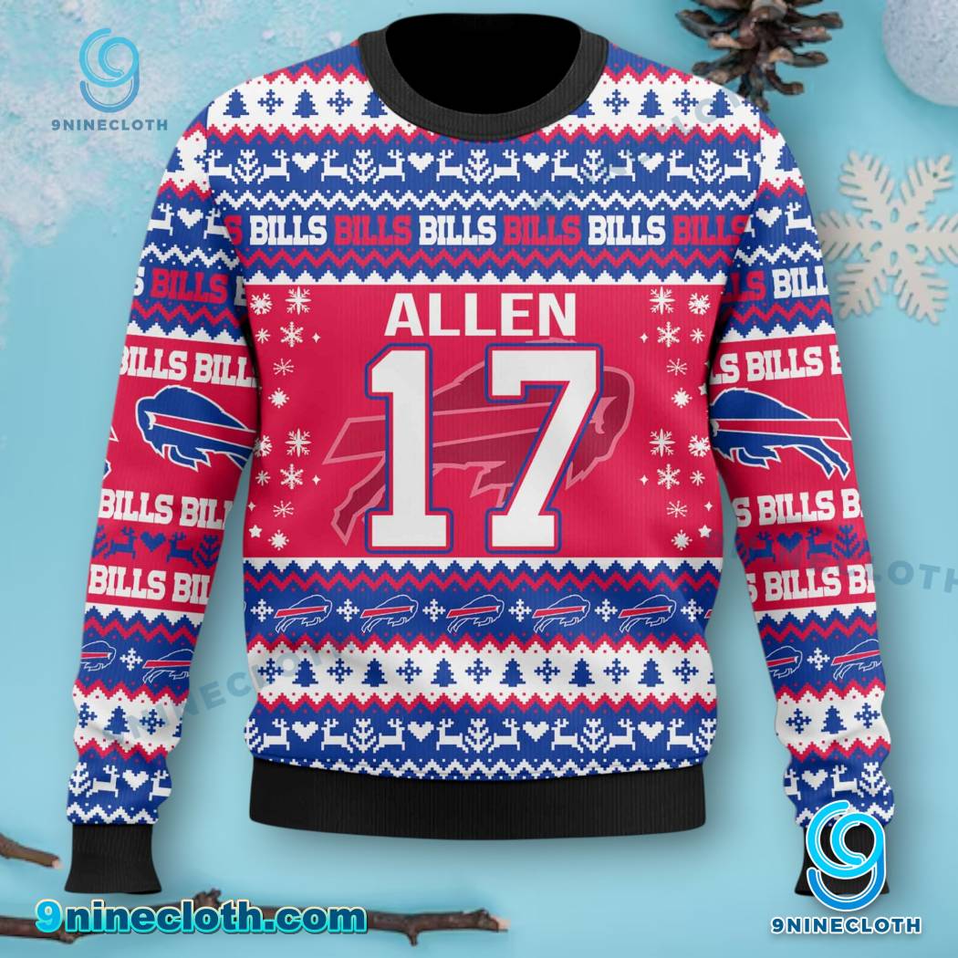 Buffalo Bills Josh Allen #17 Ugly Christmas Sweater-a u6syOCG