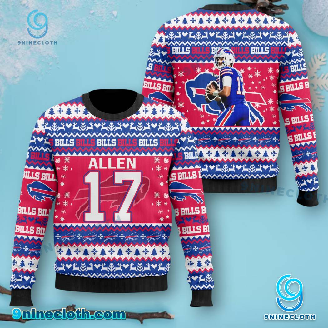 Buffalo Bills Josh Allen #17 Ugly Christmas Sweater nqwJhjl