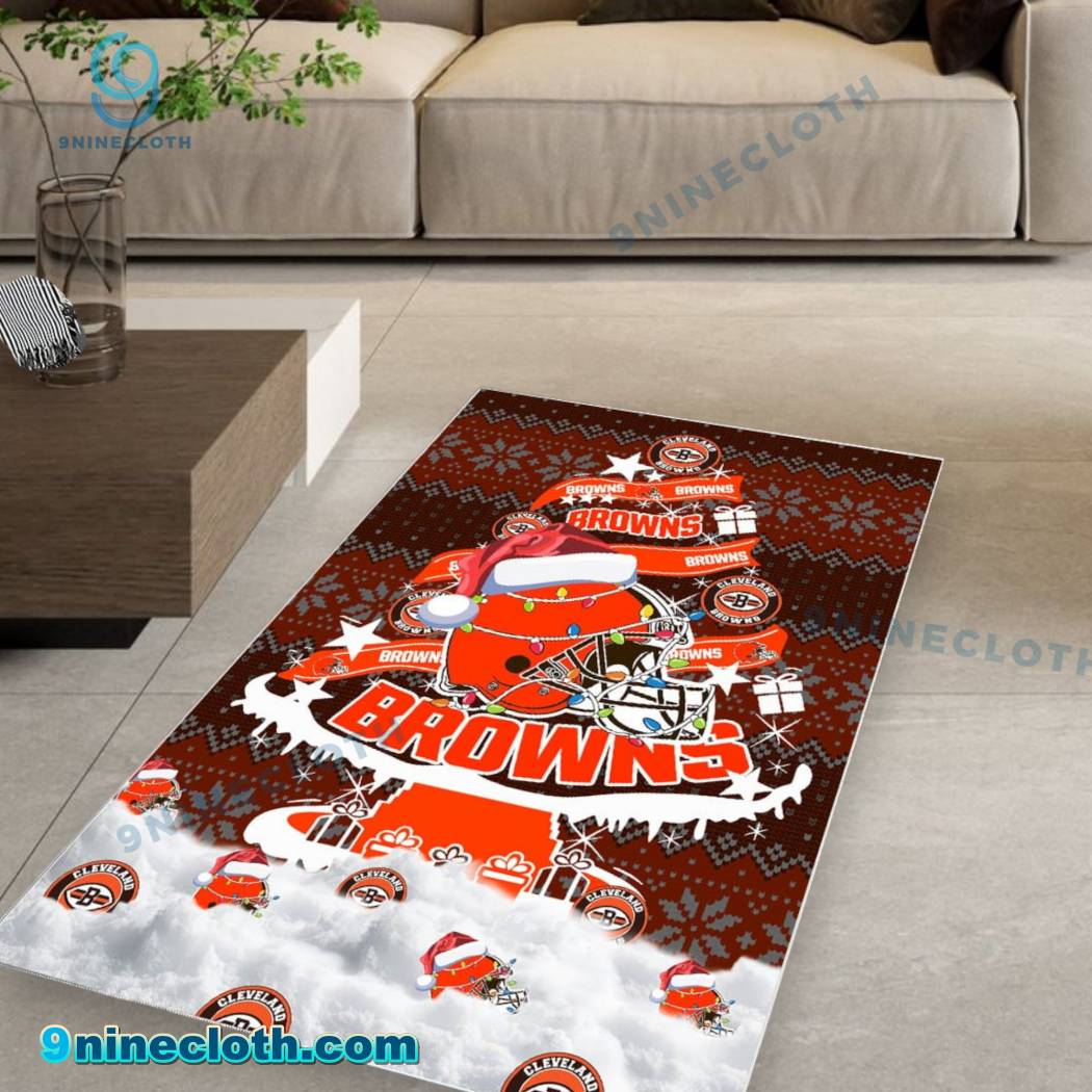Cleveland Browns NFL Football Christmas Tree Rug Carpet VHRIzE8
