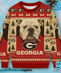 Georgia Bulldogs Smoking Ulgy Christmas Sweater ofe2Qds