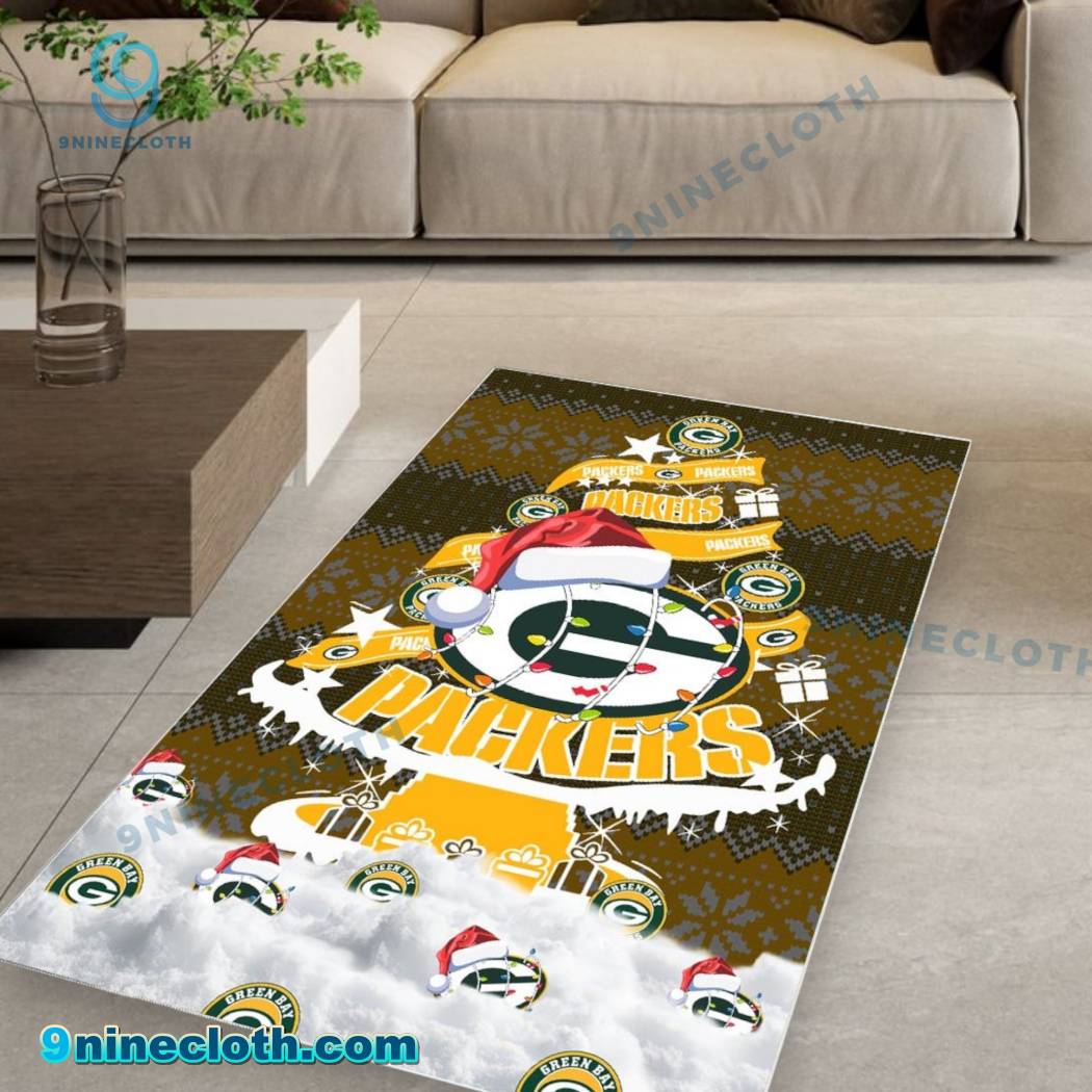 Green Bay Packers NFL Football Christmas Tree Rug Carpet UjEFG15