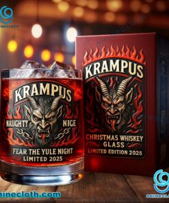 Krampus Naughty Nice Fear The Yule Night 2025 Whiskey Glass fCrd2ol