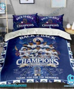Los Angeles Dodgers Back 2 Back World Series Champions 2024-2025 Bedding Set DM6Ux8W
