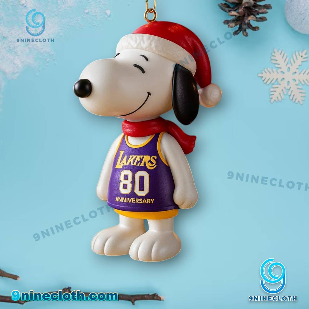 Los Angeles Lakers X Snoopy 80th Anniversary Christmas Ornament 3aVOzHZ