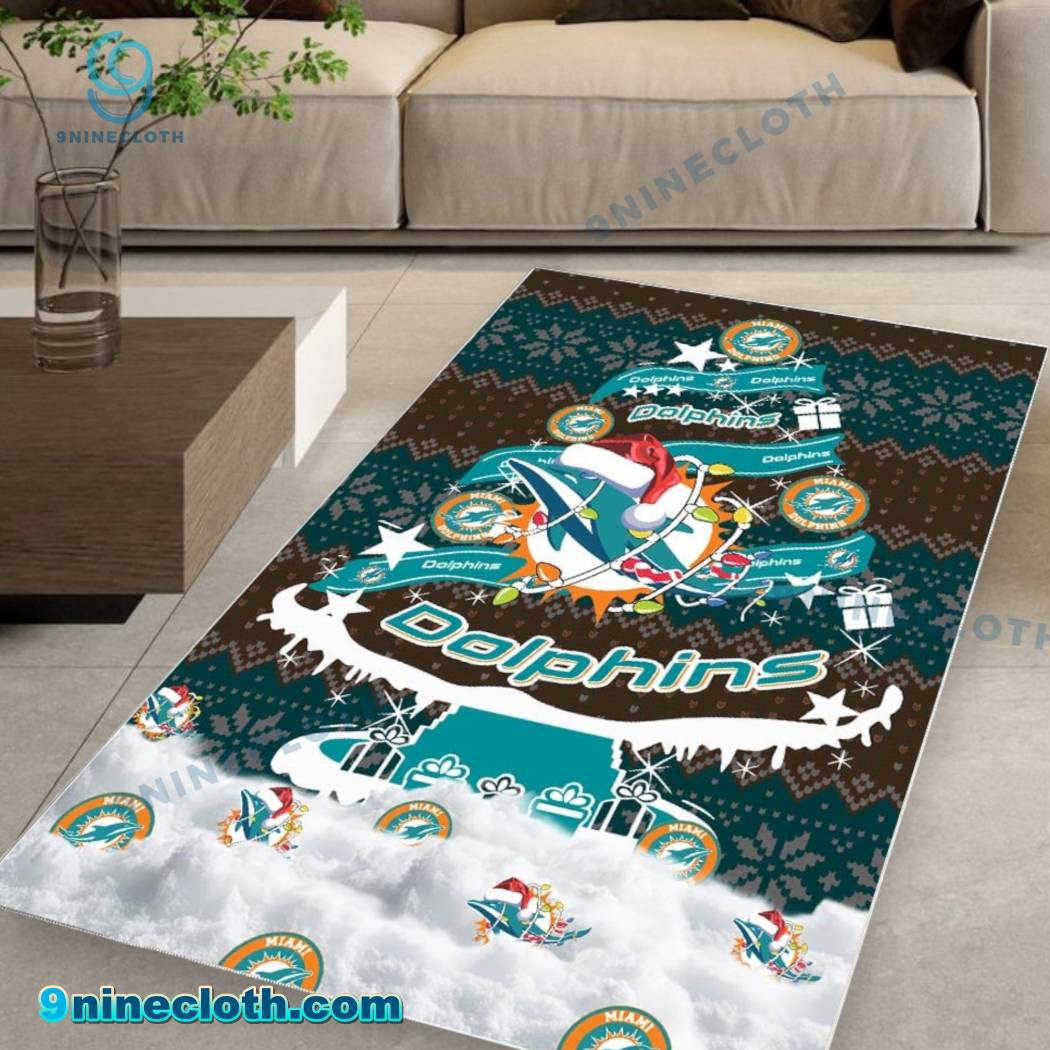 Miami Dolphins NFL Football Christmas Tree Rug Carpet mck5V1G