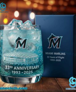 Miami Marlins 33rd Anniversary Whiskey Glass WHPK5Li