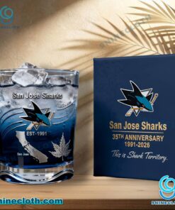 San Jose Sharks 35th Anniversary 1991-2026 Whiskey Glass VIrK1jD