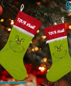 The Grinch Smiling Personalized Christmas Stockings 1duVBfS