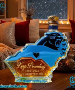 Carolina Panthers City Map Keep Pounding 1995-2025 30th Anniversary Whiskey Bottle sSgWhev