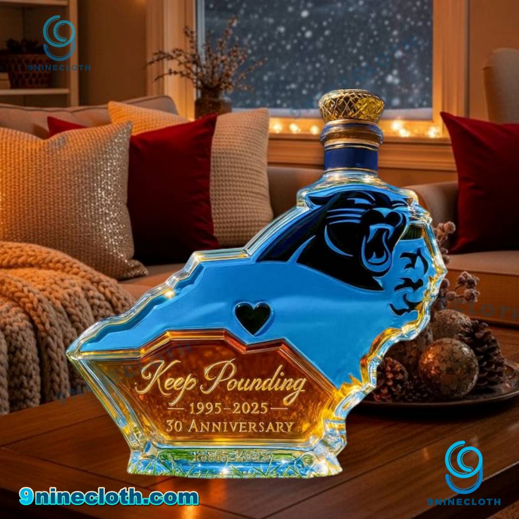 Carolina Panthers City Map Keep Pounding 1995-2025 30th Anniversary Whiskey Bottle sSgWhev