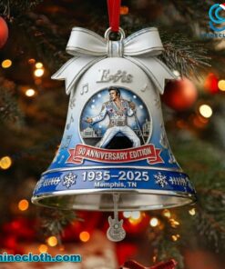 Elvis Presley 90th Anniversary Christmas Bell Ornament oSDQArf