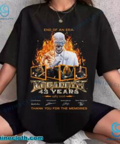 End Of An Era Megadeth 43 Years 1983-2026 Signatures T-shirt i1dQu0f