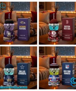 Football, Hockey, Baseball Team 2025 Anniversary Bear Beanie Glass Cup QHRvGfz