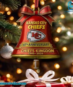 Kansas City Chiefs 65th Anniversary Chiefs Kingdom Christmas Bell Ornament u9i7T4M