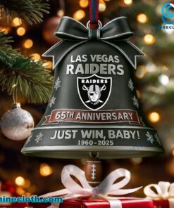 Las Vegas Raiders 65th Anniversary Just Win Baby Christmas Bell Ornament wItfJ1O