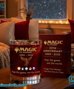Magic The Gathering 33th Anniversary 1993-2026 Play The Game See The World Whiskey Glass 6w2ljcZ