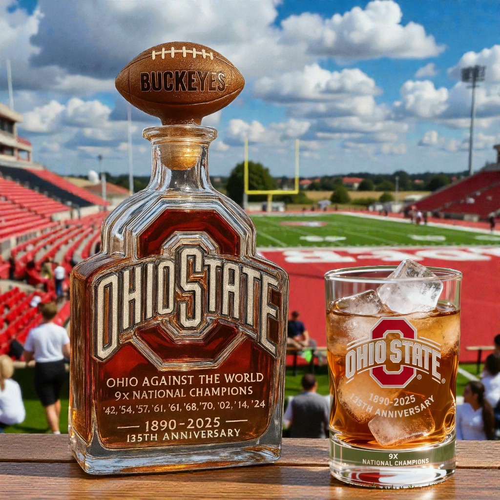 Ohio Against The World 9x National Champions 135th Anniversary Whiskey Bottle-a ydTEBhM