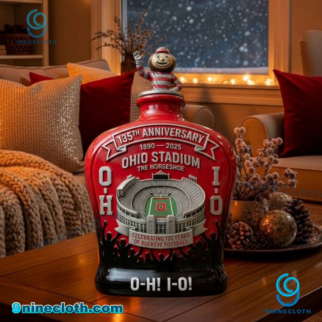 Ohio Stadium The Horseshoe 135th Anniversary Whiskey Bottle-a DMkleCP