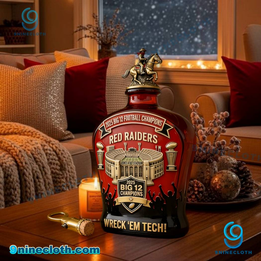 Texas Tech Red Raiders 2025 Big 12 Champions Wreck 'em Tech Whiskey Bottle-a wc6el8o
