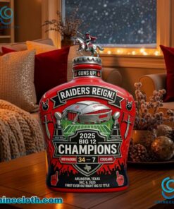 Texas Tech Red Raiders Big 12 Champions 2025 34-7 Cougars Whiskey Bottle KRlscDt