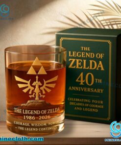 The Legend Of Zelda 1986-2026 Courage Wisdom Power Whiskey Glass 2HEd7QO